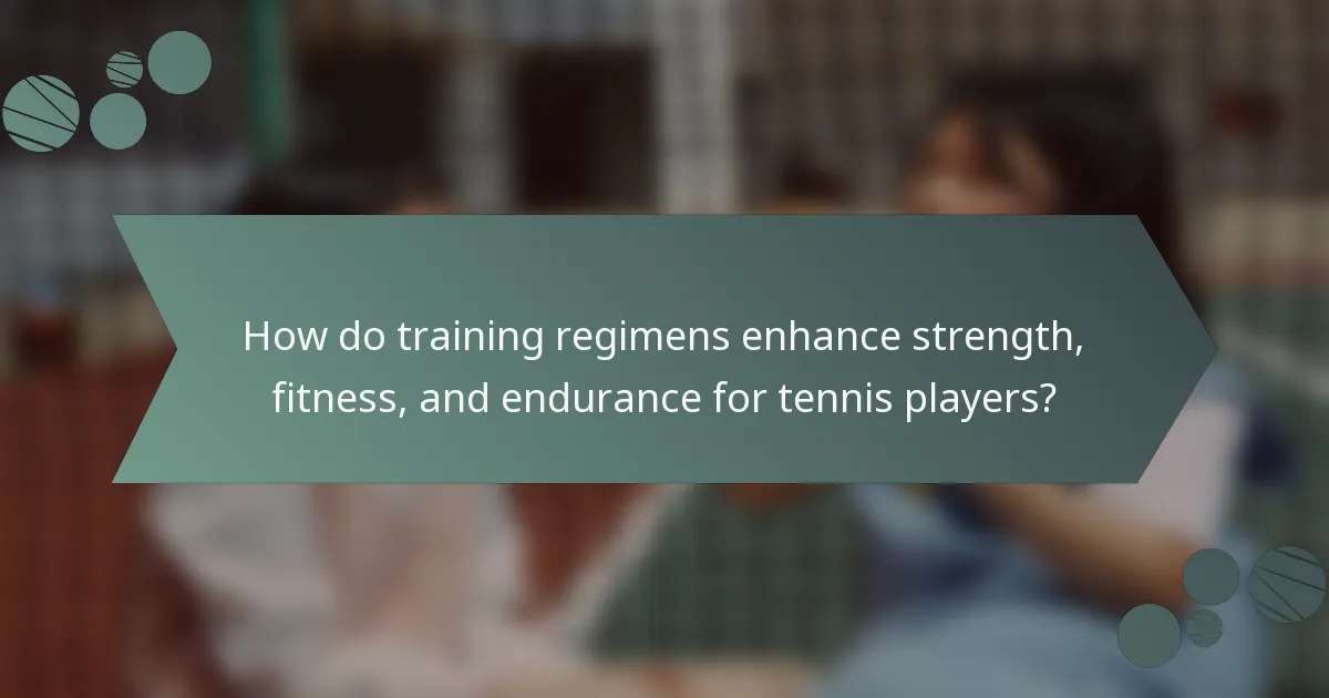 How do training regimens enhance strength, fitness, and endurance for tennis players?