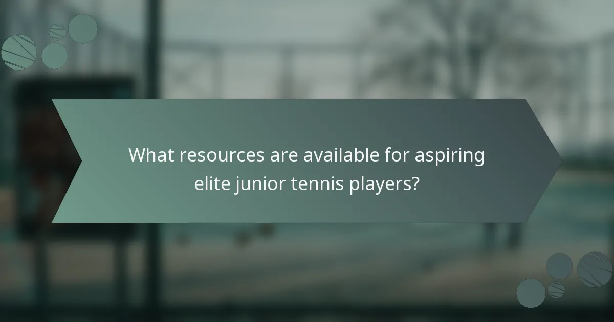 What resources are available for aspiring elite junior tennis players?
