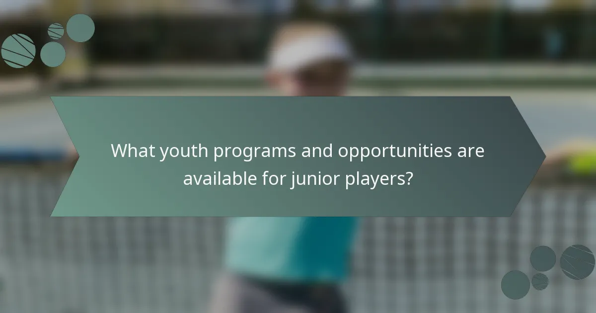 What youth programs and opportunities are available for junior players?